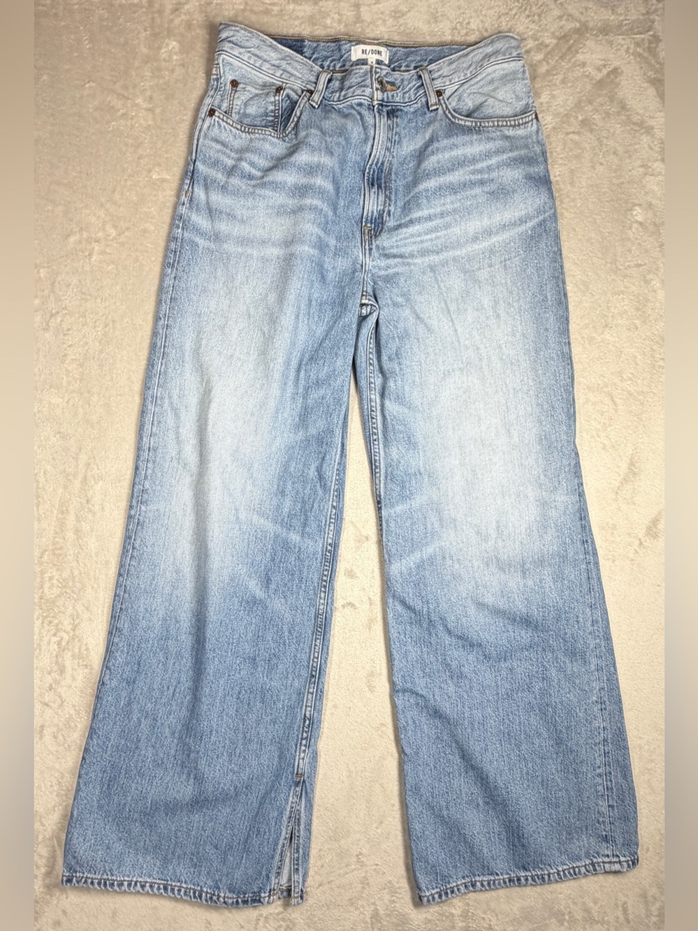 Re/Done Original Low Rider Loose Wide Leg Split Hem Vintage Flow Blue Jeans 28 — image 2 of 8